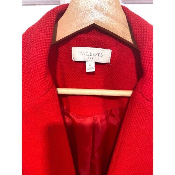 Talbots red lined pockets cotton blend textured women's jacket/coat size 12 (L) - Picture 2 of 6